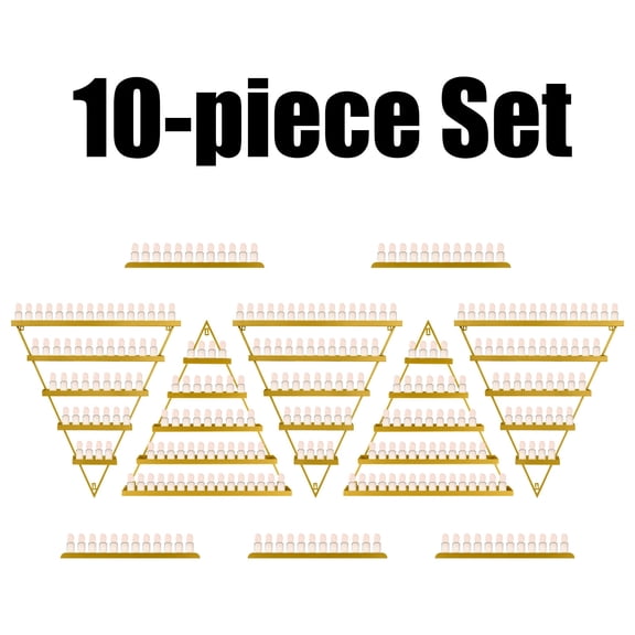 Reliable Metal, Wall-mounted, Nail Polish Storage Racks, Body Armor Stand, 5 Tiers, Gold, Cosmetic Display Cases, Set of 10, Triangular Display Shelves, with Excellent Workmanship, for Spas