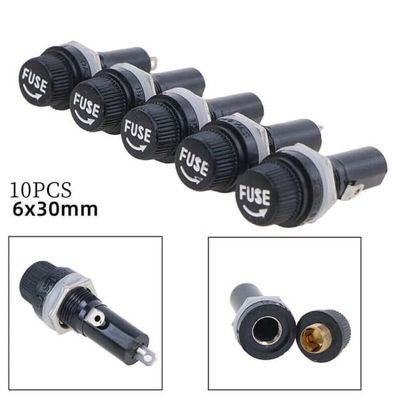 Reliable Panel Mount Chassis Fuse Holder for 6*30mm 10A 250V Fuses (Pack of 10)