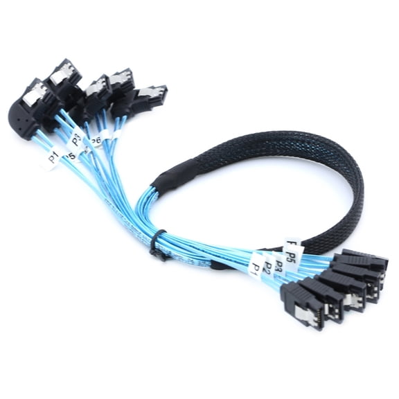 Reliable SAS4.0 6SATA to 6SATA 7PIN Data Server RAIDs Cable SSDs Data Cable for Server Applications 0.5a Contact Current