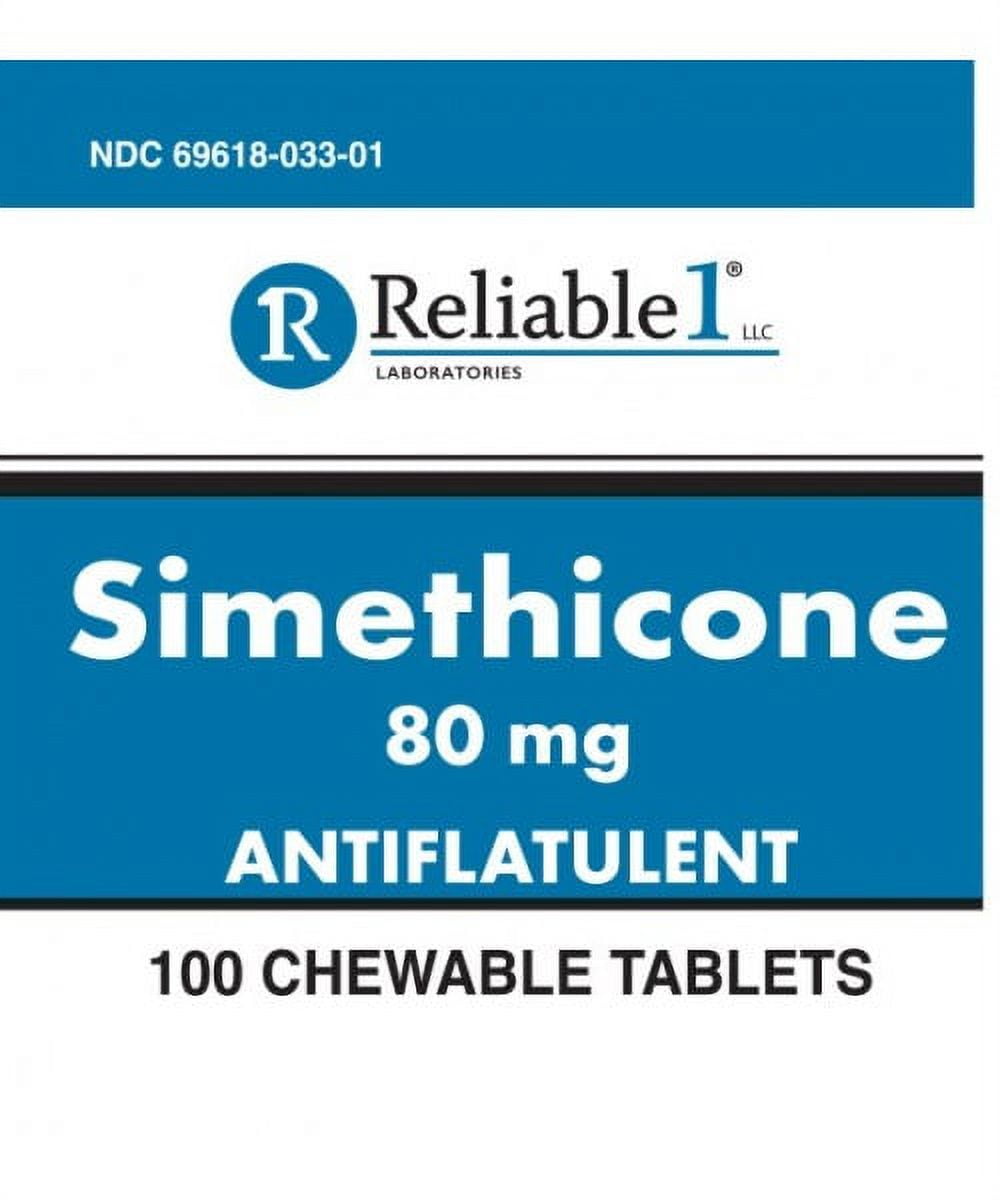 Reliable1 Labs Gas Relief Simethicone Chewable Tablets, 80 mg, 100