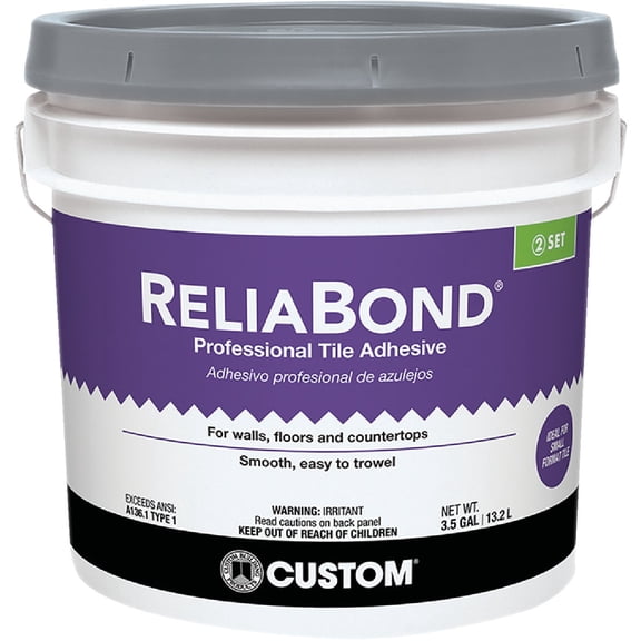 ReliaBond Ceramic Tile Adhesive - Water-Resistant - 3-1/2 Gal., White  Residential Use, Standard Application