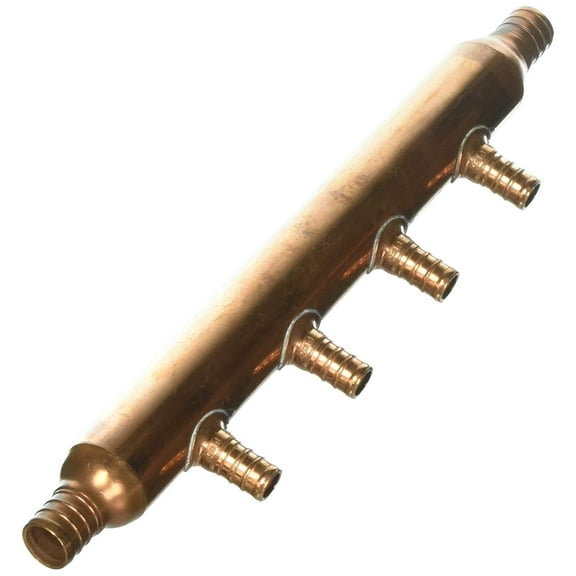 Reliance Port Open Copper Manifold With Barb Branches - Brass - 4-Port