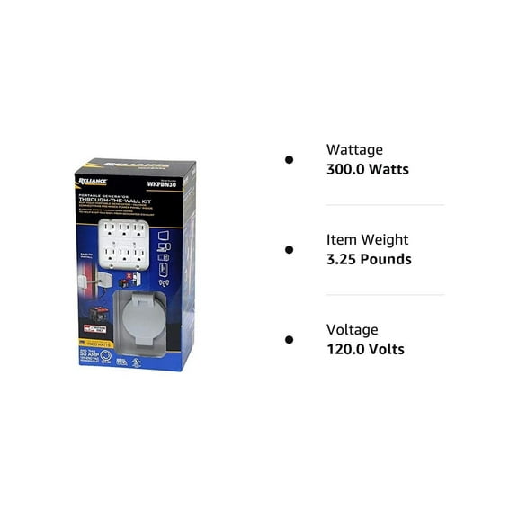 Reliance Control Corporation WKPBN30 Portable Generator Through-The-Wall PWR Transfer Kit, EMW3790037