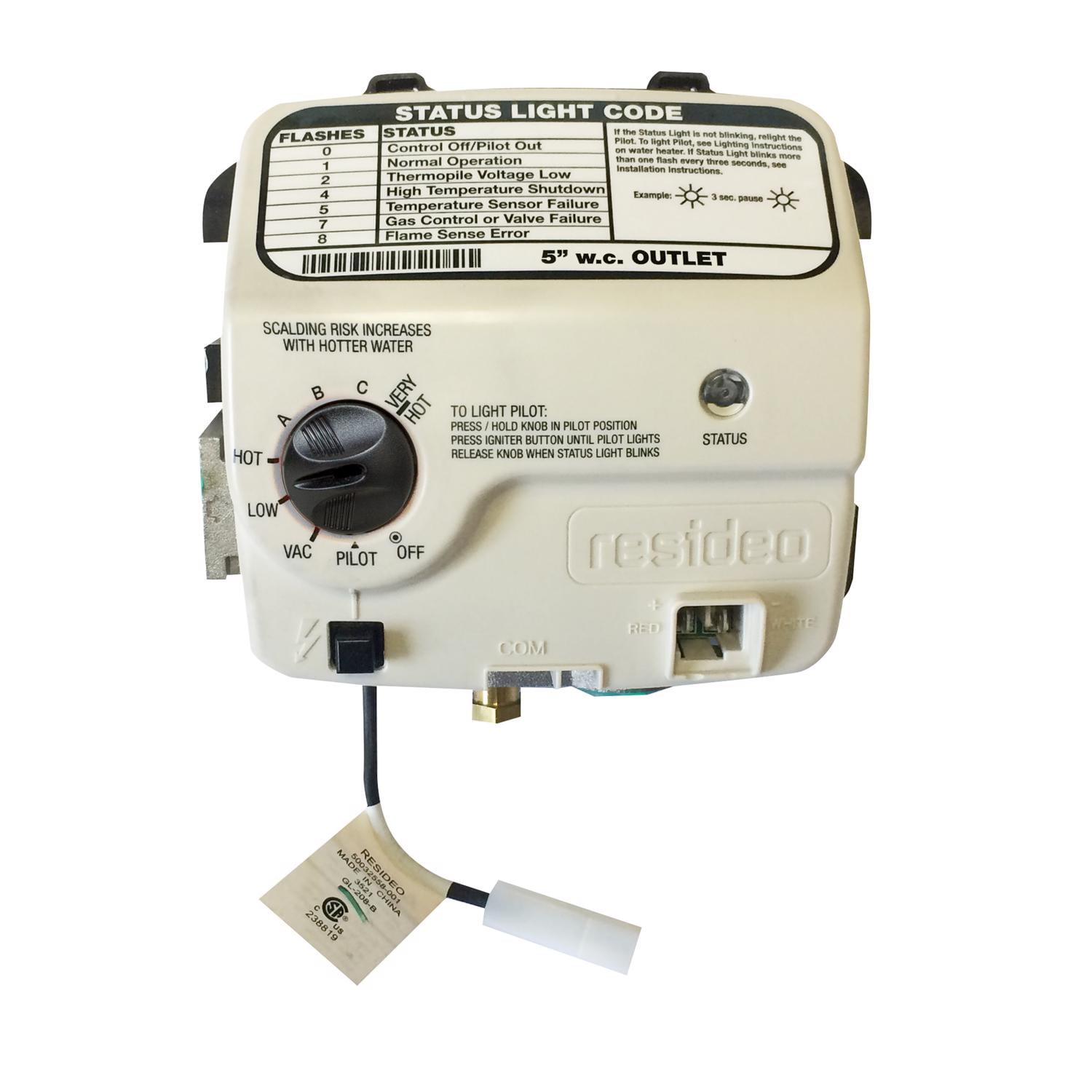 RELIANCE WATER HEATER Reliance Natural Gas Control Valve Thermostat