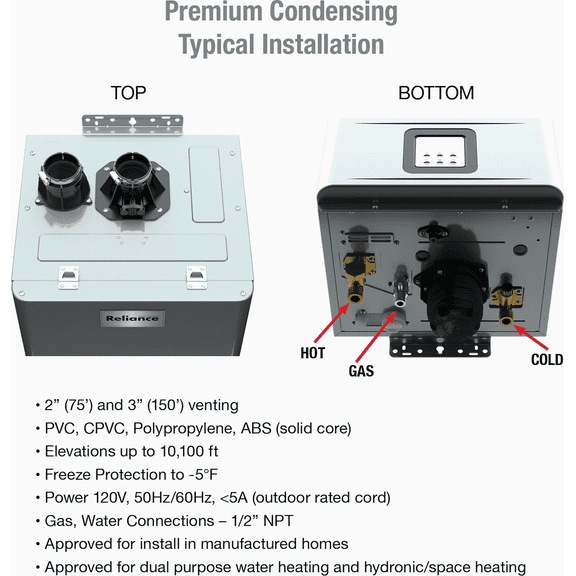 Reliance Premium Condensing Tankless Gas Water Heater - Pack of 2