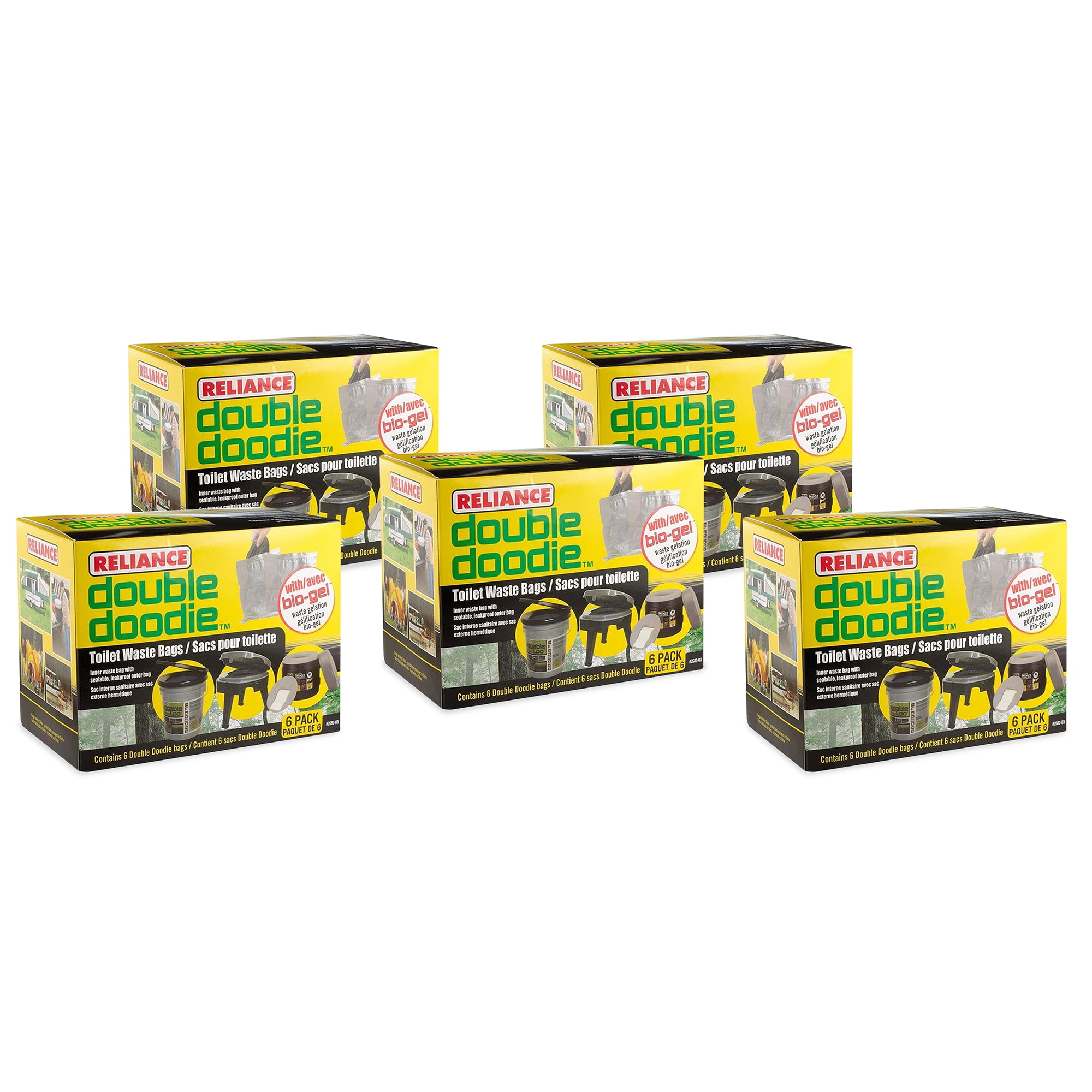 Reliance Products Double Doodie Portable Waste Bags w/Bio Gel (30 Pack