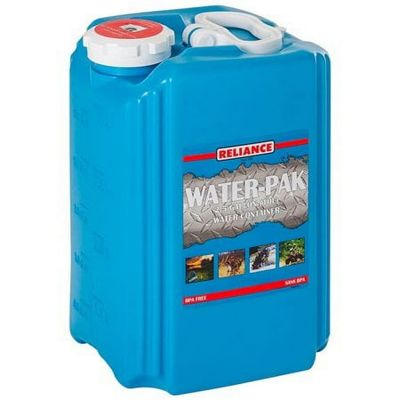 Reliance Water-Pak Stackable 2.5 gal Camping Water Container with Swivel Handle, Blue