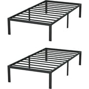 Reliancer 2 Pack Twin Bed Frame - 14 Inch Platform Frame with Heavy Duty Steel Slats Support, Large Storage Space - Twin Size Bed Frame No Box Spring Needed, Easy Assembly, Noise-Free