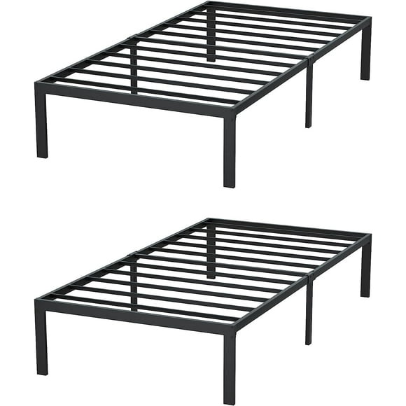 Reliancer 2 Pack Twin XL Bed Frame, 14 inch Platform Frame with Heavy Duty Steel Slats Support, Easy Assembly, Noise-Free