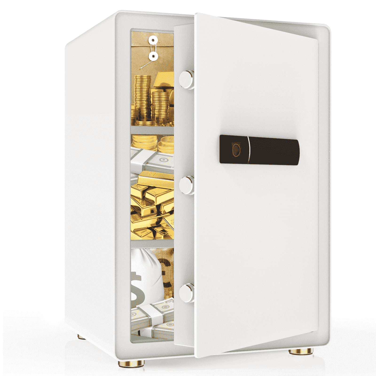 Reliancer 3.4 Cu.ft Biometric Fingerprint Safe Box with Sensor Light, for Home, Office, White