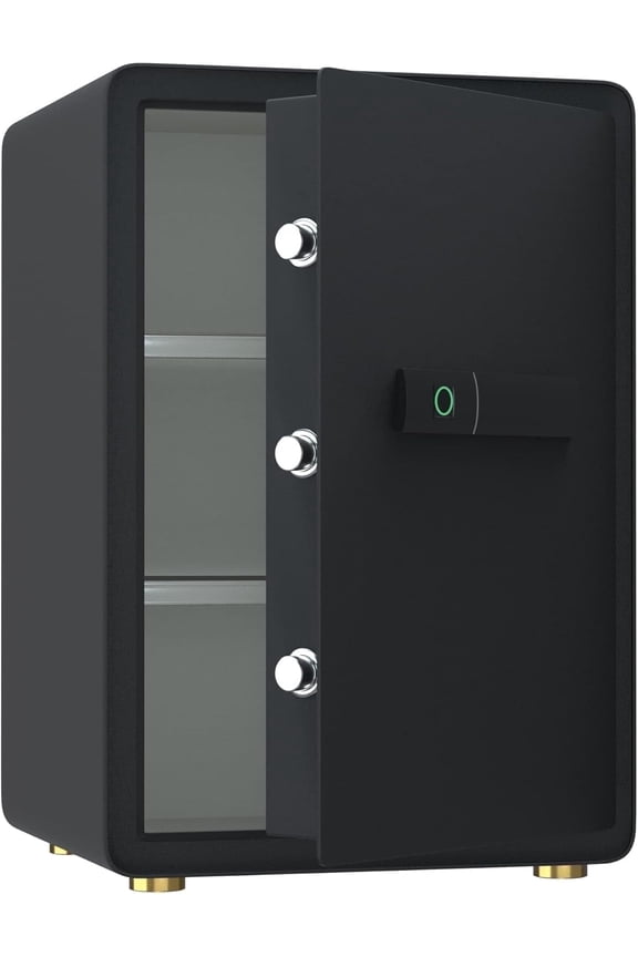 3.4 Cu.ft Biometric Fingerprint Safe Box with Sensor Light, for Home, Office, Black