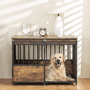 Reliancer 40'' Dog Crate Furniture, Wooden Heavy Duty Dog Kennel, Dogs Cage for Large Medium Dog