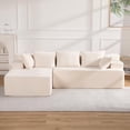 thumbnail image 1 of Reliancer Cloud Sectional Couch with L Shaped Chaise, 96.8" Modern Modular Sofa with 5 Pillows, Boneless Corduroy Upholstered Deep Seat Couches for Living Room Bedroom, Beige, Left, 1 of 8