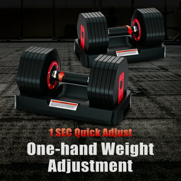 Reliancer Adjustable Dumbbell, 5-25Ibs Fast Adjust Weight Set with Anti-Slip Handle and Tray, for Whole Body Workout Home Gym