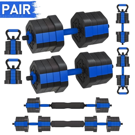 Reliancer Adjustable Dumbbells Set, 25/35/45/55/65/75 lbs Free Weight Set with Connector, 4 In1 Dumbbells Set Used as Barbell, Kettlebells, Push up Stand, Fitness Exercises for Home Gym Men/Women