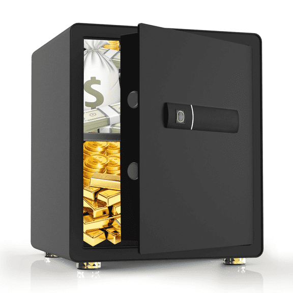 Reliancer Biometric Safe Box, Auto-Open Fingerprint with Removable Shelf, Sensor Light, Suitable for storing jewelry, money, firearms, 2.2 Cu.ft
