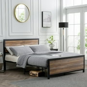 Reliancer Full Size Bed Frame with Wooden Headboard and Footboard,Metal Platform Bed Frame with Stable Leg and 10.2inch Under Bed Storage for Bedroom,No Box Spring Needed,Noise Free,Easy Assembly