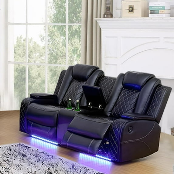 Reliancer Power Recliner Sofa Set, Leather Sofas Loveseat Chair for Living Room/House/Office