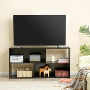 Reliancer TV Stand for TVs Up To 65‘’, Open Storage Shelf Cabinet, Corner TV Console Table, Black