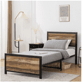 thumbnail image 1 of Reliancer Twin Size Bed Frame with Wooden Headboard and Footboard,Metal Platform Bed Frame with Stable Leg and 10.2inch Under Bed Storage for Bedroom,No Box Spring Needed,Noise Free,Easy Assembly, 1 of 10