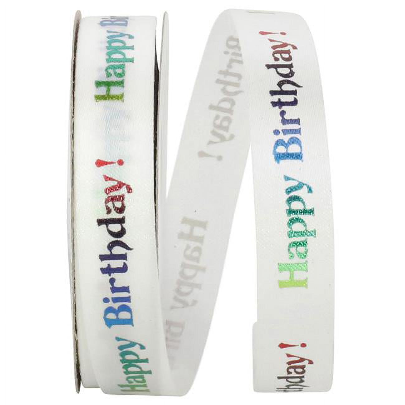 Reliant Ribbon 1301-030-03J 0.62 in. 25 Yards Happy Birthday Ribbon ...