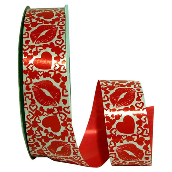 Reliant Ribbon - 16010-065-09V, The Kiss Rd Ribbon, Red, 1-3/8 Inch, 110 Yards