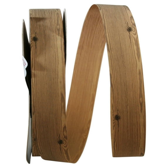 Reliant Ribbon - 16048-750-05V, Wood Grain Rd Ribbon, Natural, 1 Inch, 110 Yards