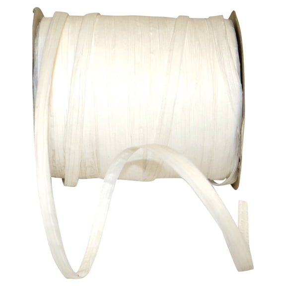 Reliant Ribbon - 25124-030-01C, Paper Raffia Ribbon, White, 1/4 Inch, 100 Yards