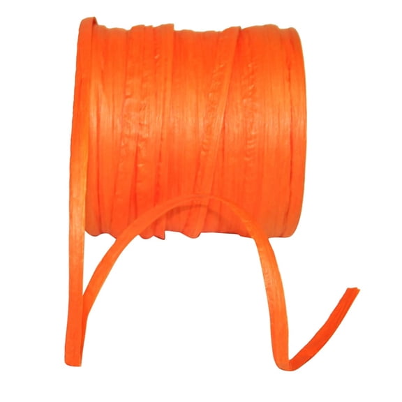 Reliant Ribbon - 25124-058-01C, Paper Raffia Ribbon, Orange, 1/4 Inch, 100 Yards