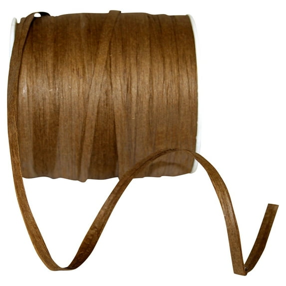 Reliant Ribbon - 25124-092-01C, Paper Raffia Ribbon, Brown, 1/4 Inch, 100 Yards