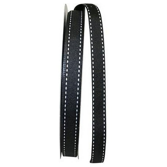 Reliant Ribbon - 25133-031-03K, Grosgrain Saddle Stitch Ribbon, Black, 5/8 Inch, 50 Yards