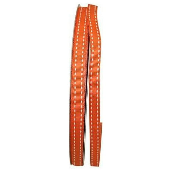 Reliant Ribbon - 25133-058-15K, Grosgrain Saddle Stitch Ribbon, Orange, 3/8 Inch, 50 Yards