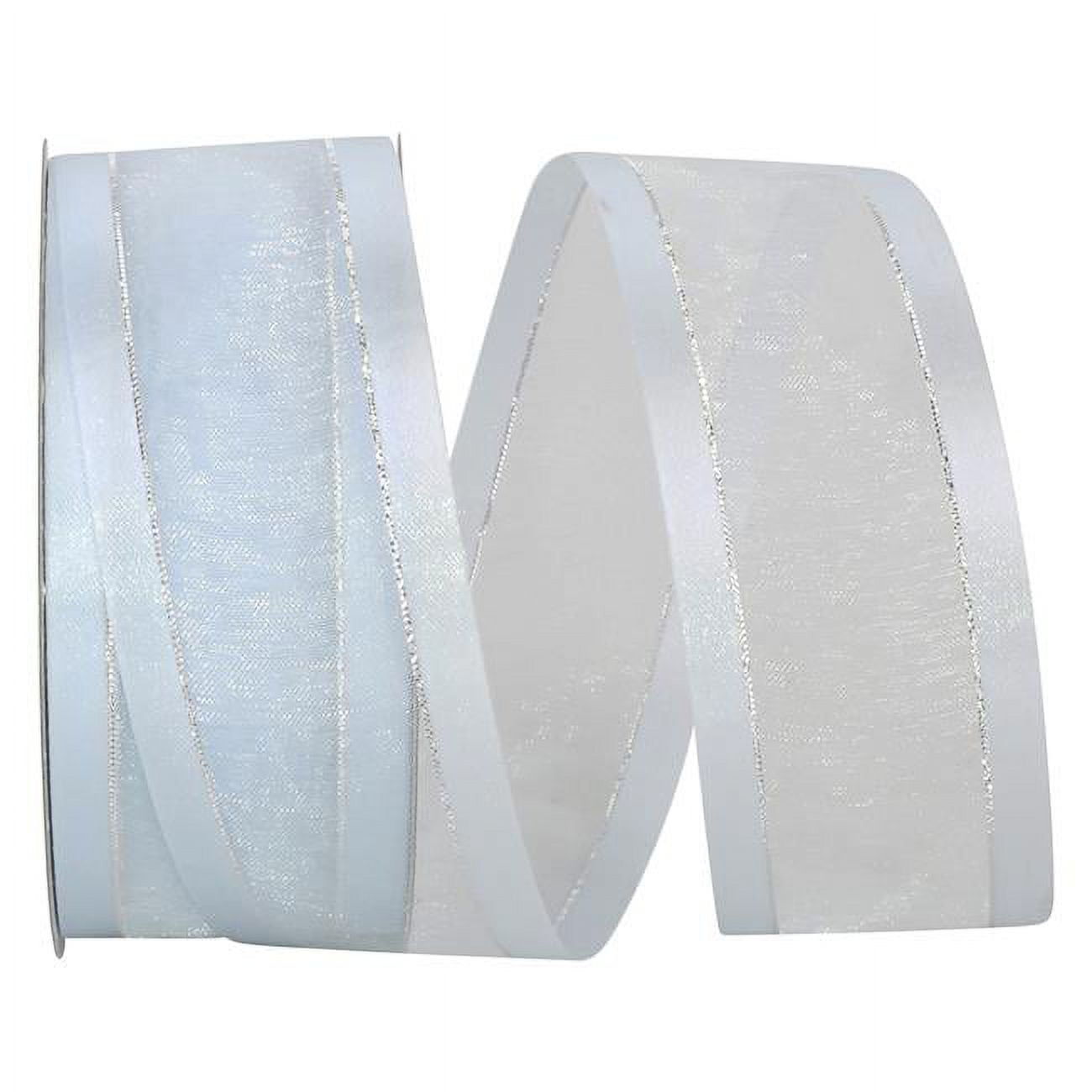 Nastro Decorativo Reliant Ribbon Metallizzato Con Bordo Satinato - 1,5 Cm X 22,3 M, Colore Azzurro/argento, Senza Filo