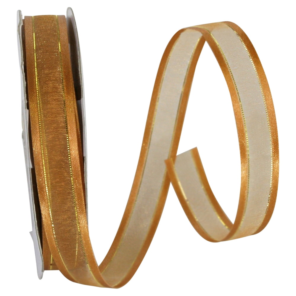 Reliant Gold Reliant Ribbon - 25205-974-03J, Sheer Satin Edge Metallic Ribbon ...