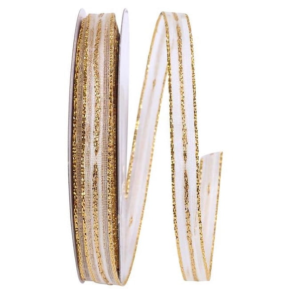 Reliant Ribbon - 2532-030-15J, Sheer Pull Bow Bows, White, 3/8 Inch, 25 Yards