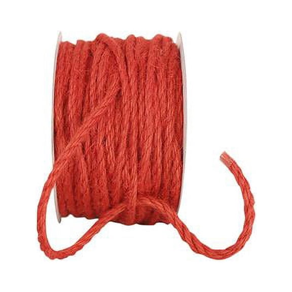 Reliant Ribbon - 25527-065-18J, Jute Cord Ribbon, Red, 1/8 Inch, 25 Yards