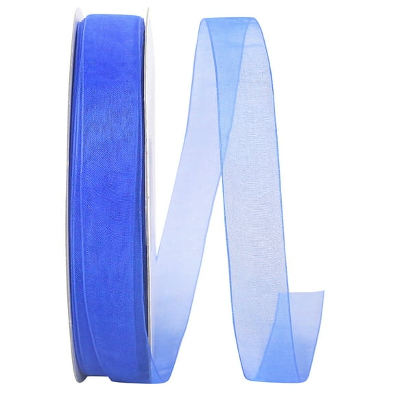 Reliant Ribbon - 25621-050-05C, Sheer With Filiment Edges Ribbon, Royal, 7/8 Inch, 100 Yards
