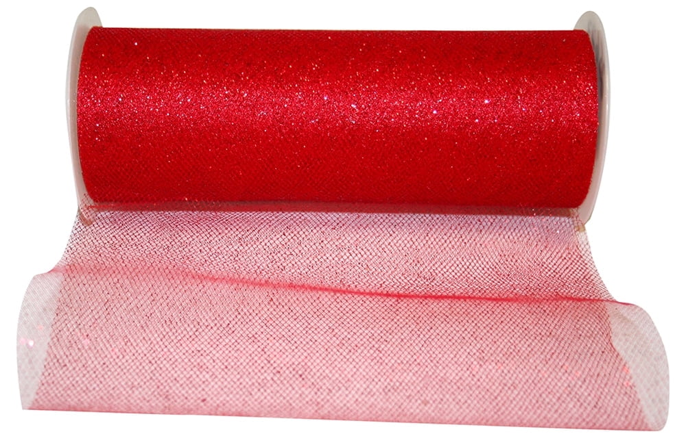 Relena R Ribbons Reliant Ribbon - 25623-065-25J, Glitter Tulle Sparkle Ribbon, Red, 6 ...