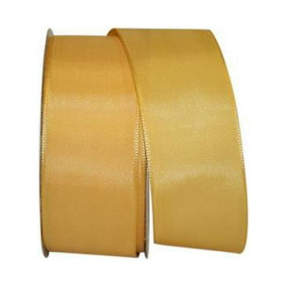 Reliant Ribbon - 25632W-662-09J, Rhapsody Taffeta 2 Wired Edge Ribbon, Yellow Gold, 1-1/2 Inch, 25 Yards