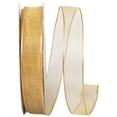 thumbnail image 1 of Reliant Ribbon - 25733W-035-03J, Woven Sheer Luxury Wired Edge Ribbon, Gold, 5/8 Inch, 25 Yards, 1 of 1