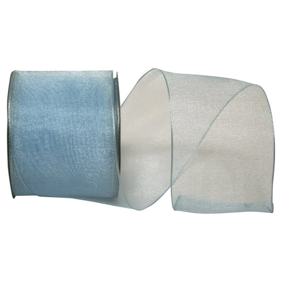Reliant Ribbon - 25733W-052-40J, Woven Sheer Luxury Wired Edge Ribbon, Light Blue, 2-1/2 Inch, 25 Yards