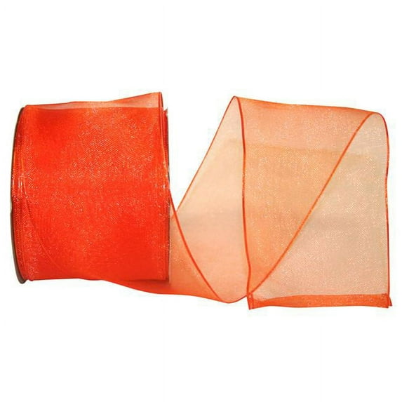 Reliant Ribbon 25733W-058-40J 2.5 in. 25 Yards Elegant Woven Sheer Wired Edge Ribbon, Orange