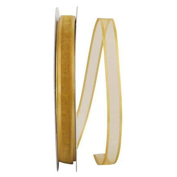 Reliant Ribbon - 25765-035-03C, Sheer Satin Edge Value Ribbon, Gold, 5/8 Inch, 100 Yards