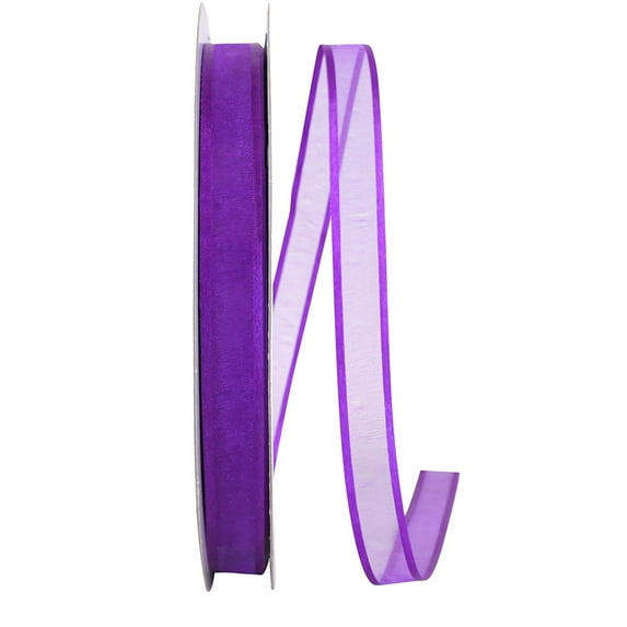 Reliant Ribbon - 25765-064-03C, Sheer Satin Edge Value Ribbon, Purple, 5/8 Inch, 100 Yards