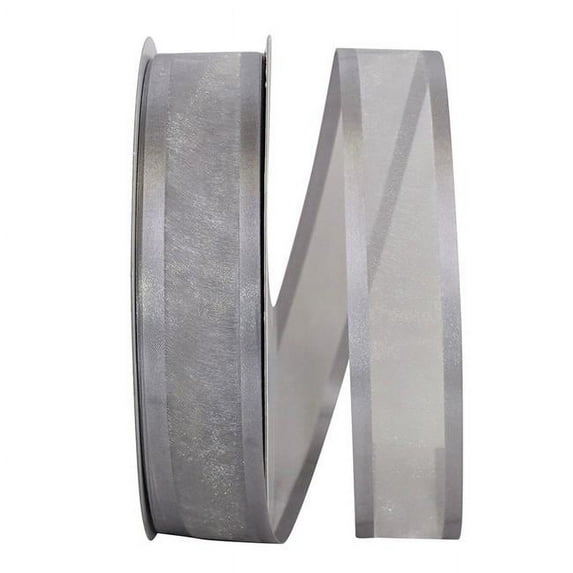 Reliant Ribbon - 25765-070-09C, Sheer Satin Edge Value Ribbon, Silver, 1-1/2 Inch, 100 Yards