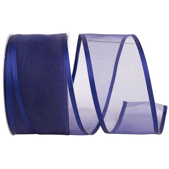 Reliant Ribbon 25771W-055-40K 2.5 in. 50 Yards Charlize Sheer Satin Wired Edge Ribbon, Navy