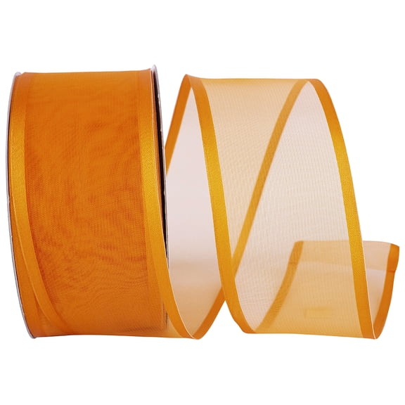 Reliant Ribbon - 25771W-765-40K, Charlize Sheer Satin Wired Edge Ribbon, Torrid Orange, 2-1/2 Inch, 50 Yards