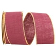thumbnail image 1 of Reliant Ribbon - 3222M-090-40F, Burlap Wired Edge-gold Edge Ribbon, Burgundy, 2-1/2 Inch, 10 Yards, 1 of 1