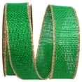 thumbnail image 1 of Reliant Ribbon - 3222M-510-09F, Burlap Wired Edge-gold Edge Ribbon, Emerald, 1-3/8 Inch, 10 Yards, 1 of 1