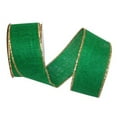 thumbnail image 1 of Reliant Ribbon - 3222M-510-40F, Burlap Wired Edge-gold Edge Ribbon, Emerald, 2-1/2 Inch, 10 Yards, 1 of 1